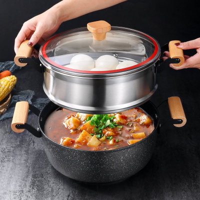 不锈钢汤锅日式雪平锅家用不粘锅泡面多功能蒸汤锅通用厨具用品