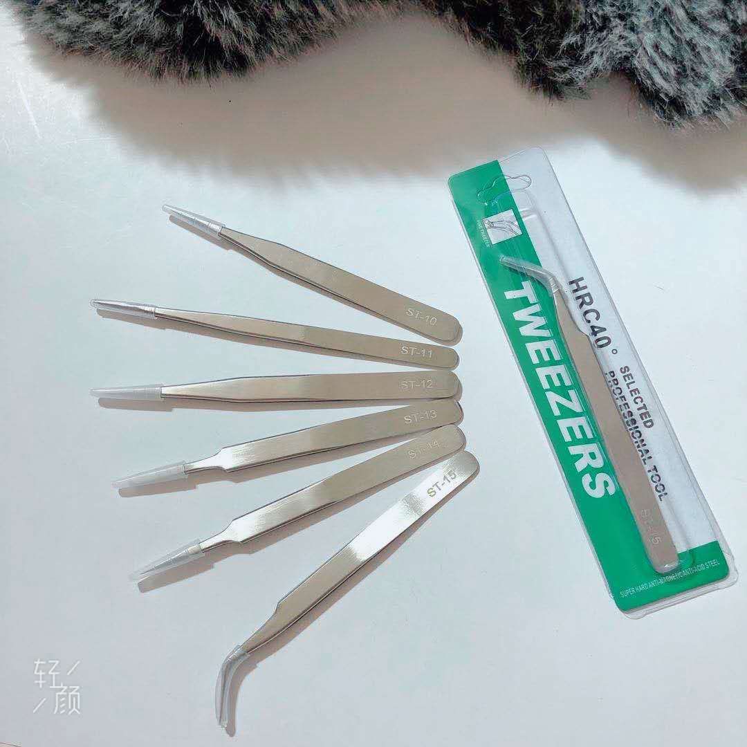 不锈钢镊子尖直弯头拆机工具燕窝夹嫁接睫毛美甲加厚加硬带齿镊子