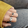 Black fashionable ring, retro accessory, simple and elegant design