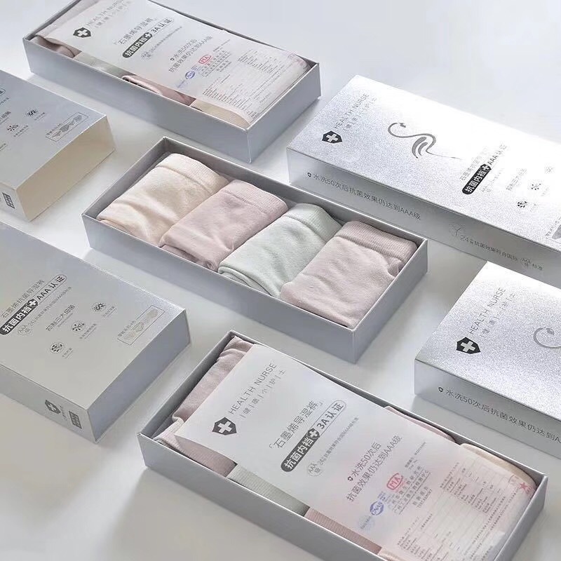 微商爆款石墨烯抑菌中腰莫代尔无痕纯棉内裤透气女士内裤盒装四条