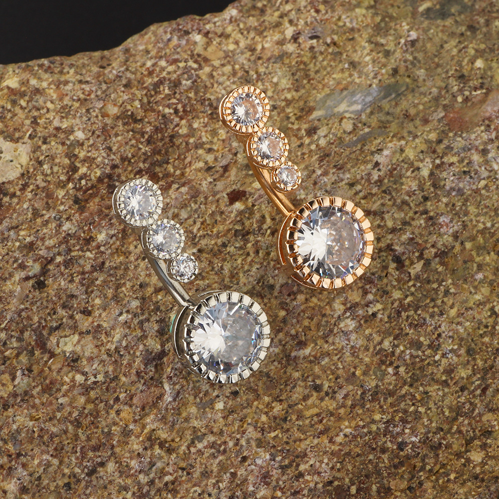 Exquisite Zircon Navel Ring Set - 9-Piece Belly Button Jewelry Collection detail image 9