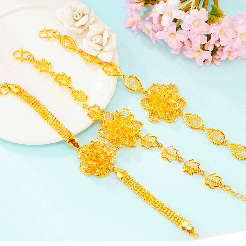 Imitación de lujo 24K pulsera de oro rosa hueco Red joyería de las mujeres de la moda de oro arena puesto en vivo suministro