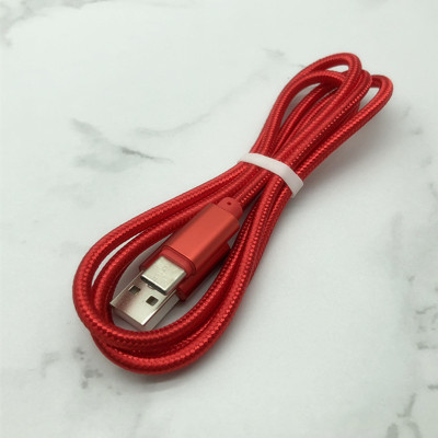 1.5米纯色编织数据线适用于苹果X华为TYPE重金属充电线拼多多定制