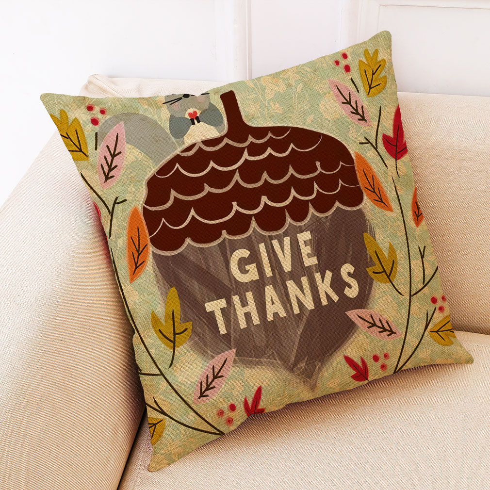 亞馬遜eBay跨境熱賣新款感恩節(jié)棉麻抱枕套 汽車靠墊 亞麻沙發(fā)抱枕