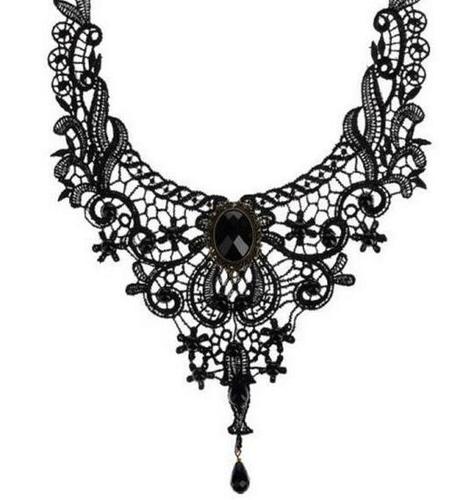 Gothic choker lace necklace for women, simple and exaggerated black collar chain, handmade accessory