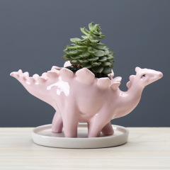 Supply of gardening cross-border creative succulent flowerpots indoor desktop cartoon ceramic flowerpots dinosaur ornaments