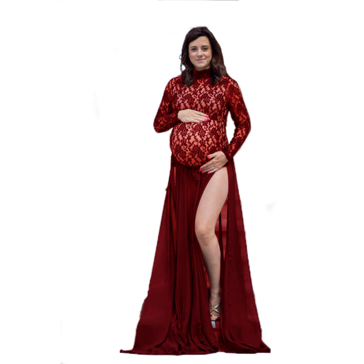 Lace shiffon overall for pregnant