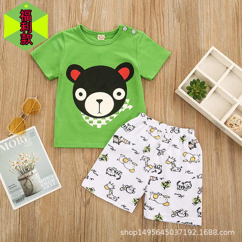 เสื้อผ้าเด็ก夏季宝宝短袖套装纯棉小孩婴儿衣服小童儿童夏装1男童短裤女童3岁  
