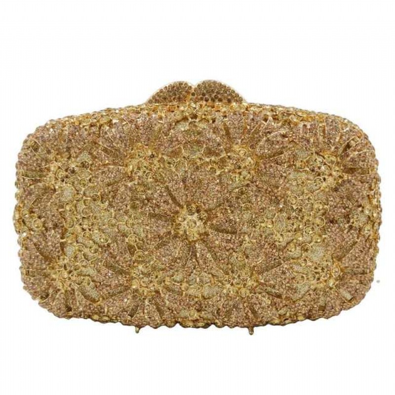 Túi clutch nữ đính đá kim loại cầm tay dự tiệc 17.5x5x11 cm — Màu đỏ, Màu tím, Màu xanh lá, Màu xanh lam chi tiết 8