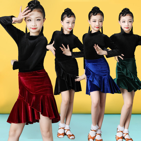 Latin Dance Kids' Dancewear  Girls' Performance Training Short Sleeve Skirt