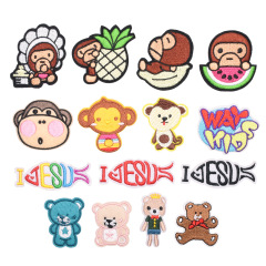 卡通動物電腦刺繡布貼服裝輔料黑白衣服破洞補丁裝飾配件布標