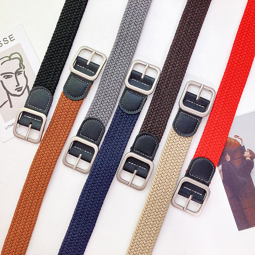Canvas Belt for Men, Youth Versatile Woven Student Retro Fashion Instagram Style Internet Celebrity Trendy Decorative Jeans Belt
