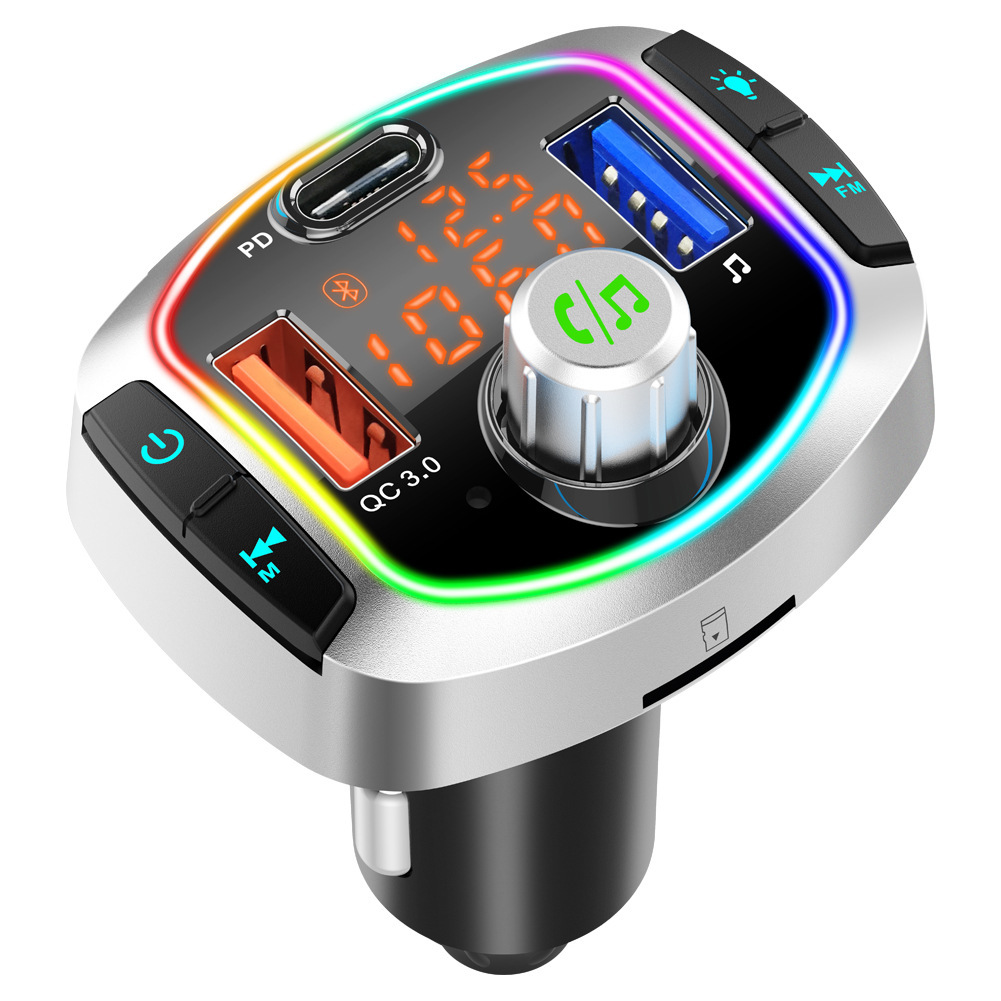 Colorful vehicle Insert card MP3 player multi-function Bluetooth receiver USB drive Charger automobile The cigarette lighter BC63