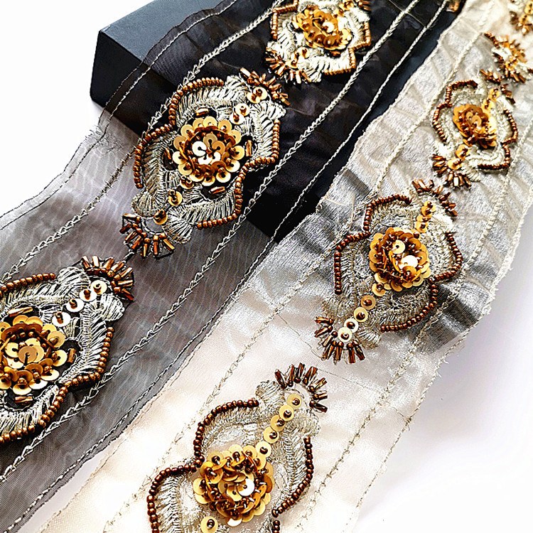 手工钉珠花边亮片条码刺绣花边DIY服装辅料箱包现货供应厂家直销