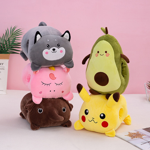 Wholesale cartoon character hand-in-hand sleep pillow, hand-warming plush toy for girls