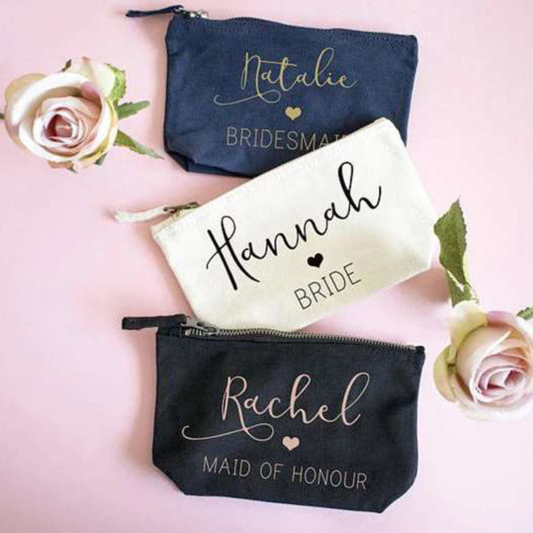 外贸促销帆布棉零钱学生笔筒化妆包收纳拉链袋子印刷图案刺绣logo