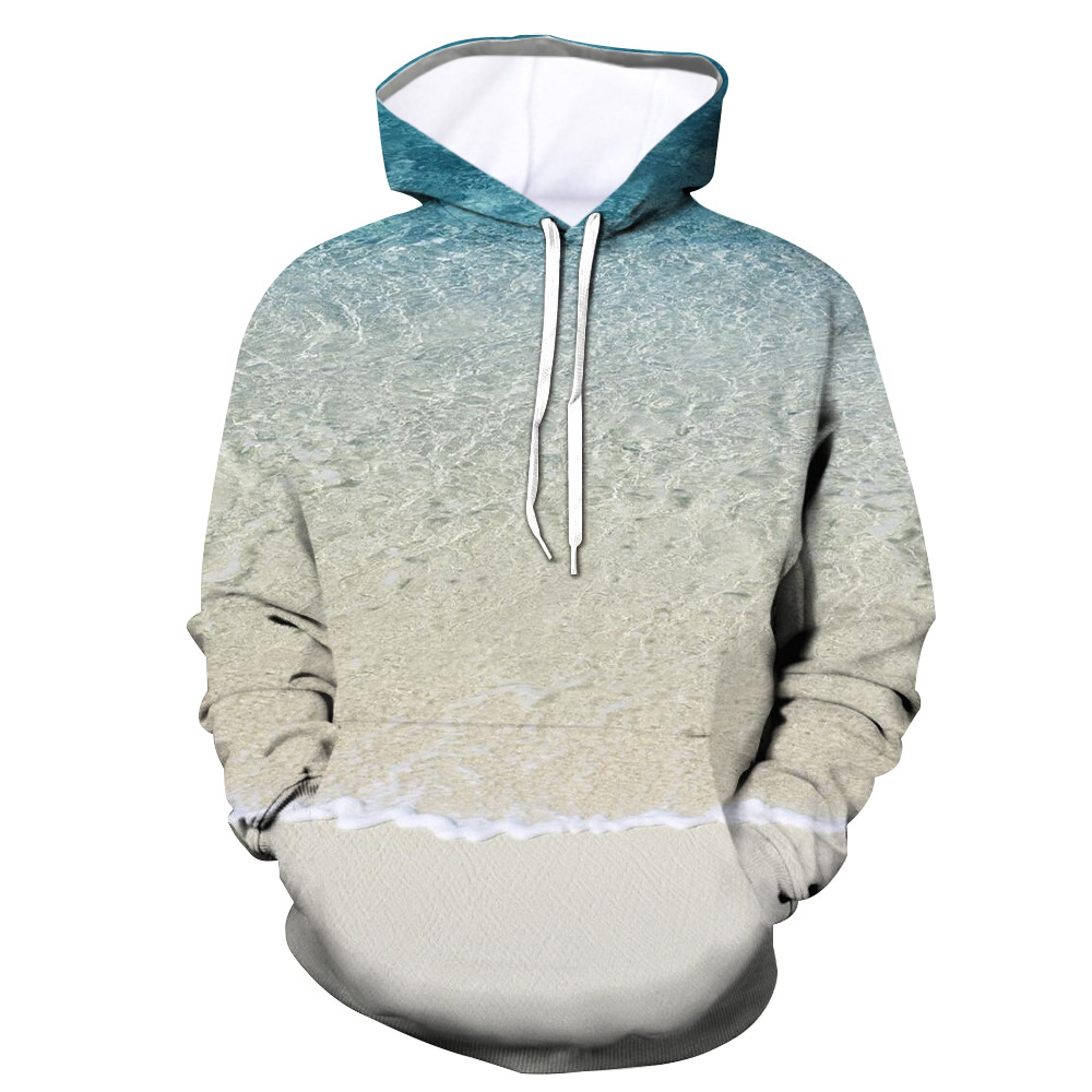 男士卫衣大码连帽衫几何3D打印连帽衫长袖运动衫