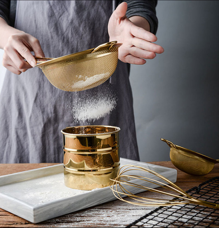 單柄寬邊不鏽鋼漏勺廚房斜紋網漏油炸面粉燕窩過濾篩批發定制