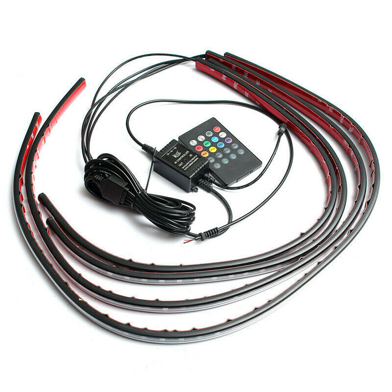 Luz de atmósfera de automóvil un remolque cuatro control remoto de voz RGB luz de atmósfera inferior colorida barra de luz de chasis 60CM * 90CM
