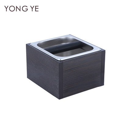 1500ml不锈钢咖啡粉渣桶木质敲渣桶咖啡机用粉渣盒敲渣盒敲废渣槽