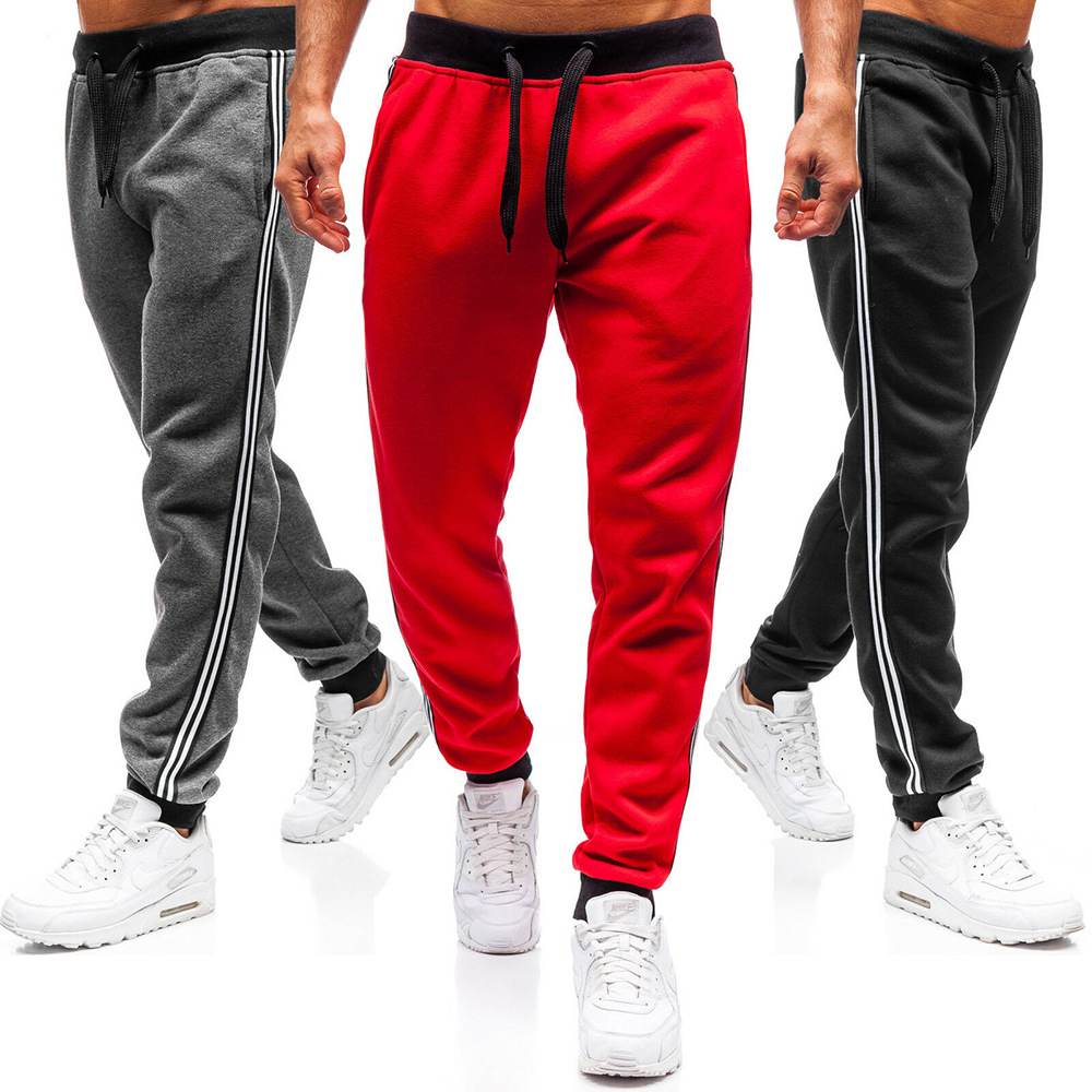Herrenbekleidung Jogginghose Herren locker gebündelte Füße Patchwork Kordelzug Hose Strickfüße Freizeithose geschlossene Hose_voghion.com