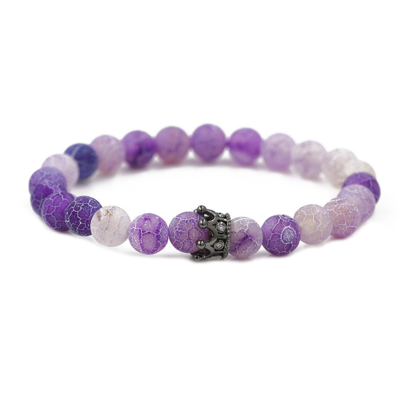 hot sale matte weathered stone micro-set zircon crown couple bracelet wholesale nihaojewelry