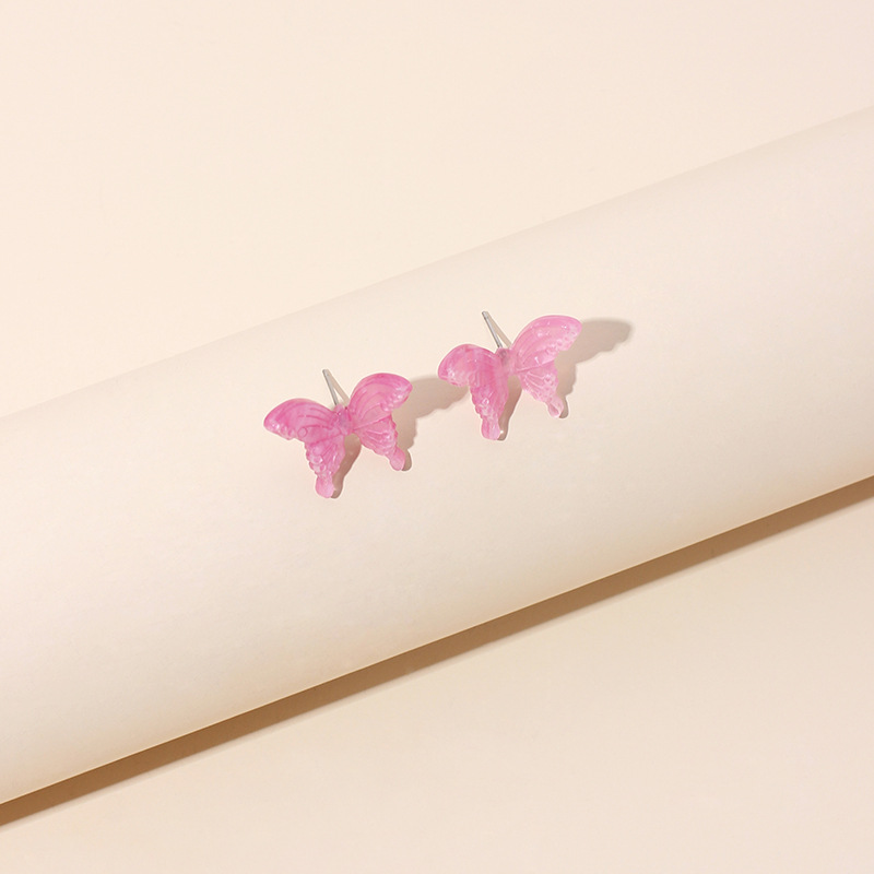 2g Weight Earrings, Ear Studs Classification Wedding, Travel Occasion Bow Knot Pattern Women'S Gender White, Pink, Purple Color Fashion New Three-dimensional Butterfly Korea Trendy Fashion Wild Resin Earrings Wholesale Nihaojewelry 14