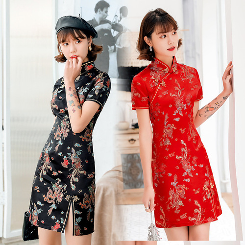 Chinese Dress Qipao for women Qipao dress retro short women&apos;s clothing wholesale