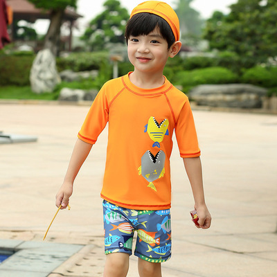 2020 children Swimsuit Boy Fission CUHK Children Short sleeved Sandy beach Sunscreen boy baby lovely Swimsuit