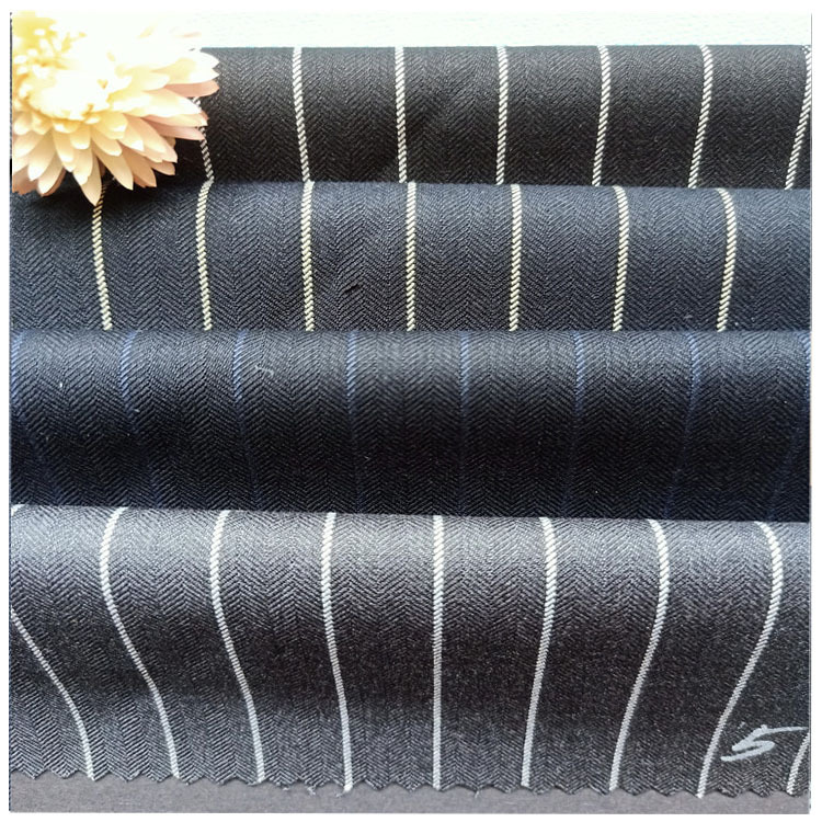 现货1.5公分TR双人字织条纹布套装工作服西装面料春秋款批发零售