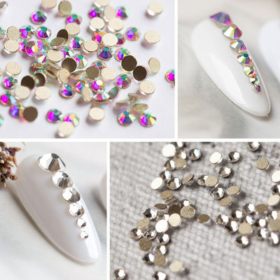 时尚网红款超闪美甲饰品百搭平底钻透明ab钻指甲装饰金底玻璃奥钻|ms