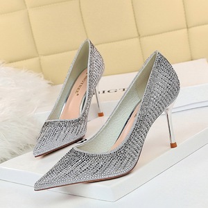 998-6 han edition fashion metal with high heel with shallow pointed mouth shining diamond sexy show thin single party sh