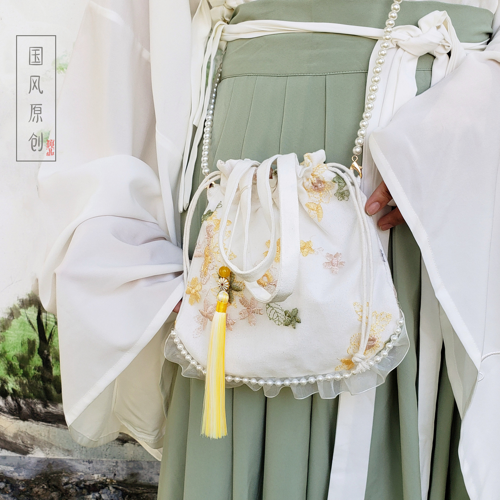 新款珍珠汉服包森系女包中国风斜跨包配古装流苏包仙女古风包荷包-阿里巴巴