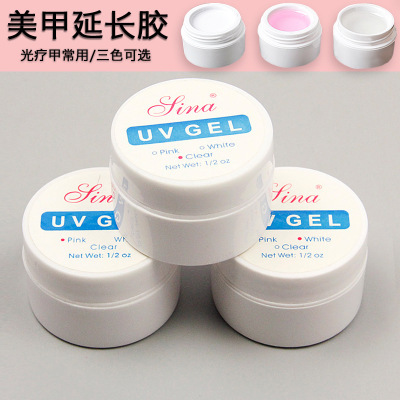 Nail transparent glue wholesale nail glue sealant UV extension glue gel plus White pink transparent tricolor