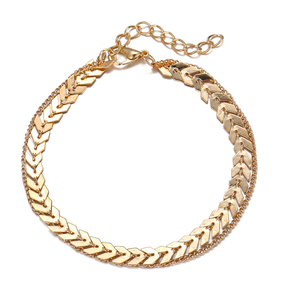 Hot Sale Aircraft Chain Anklet Suit Creative Retro Simple Alloy Gold Two-layer Anklet Wholesale Nihaojewelry display picture 3
