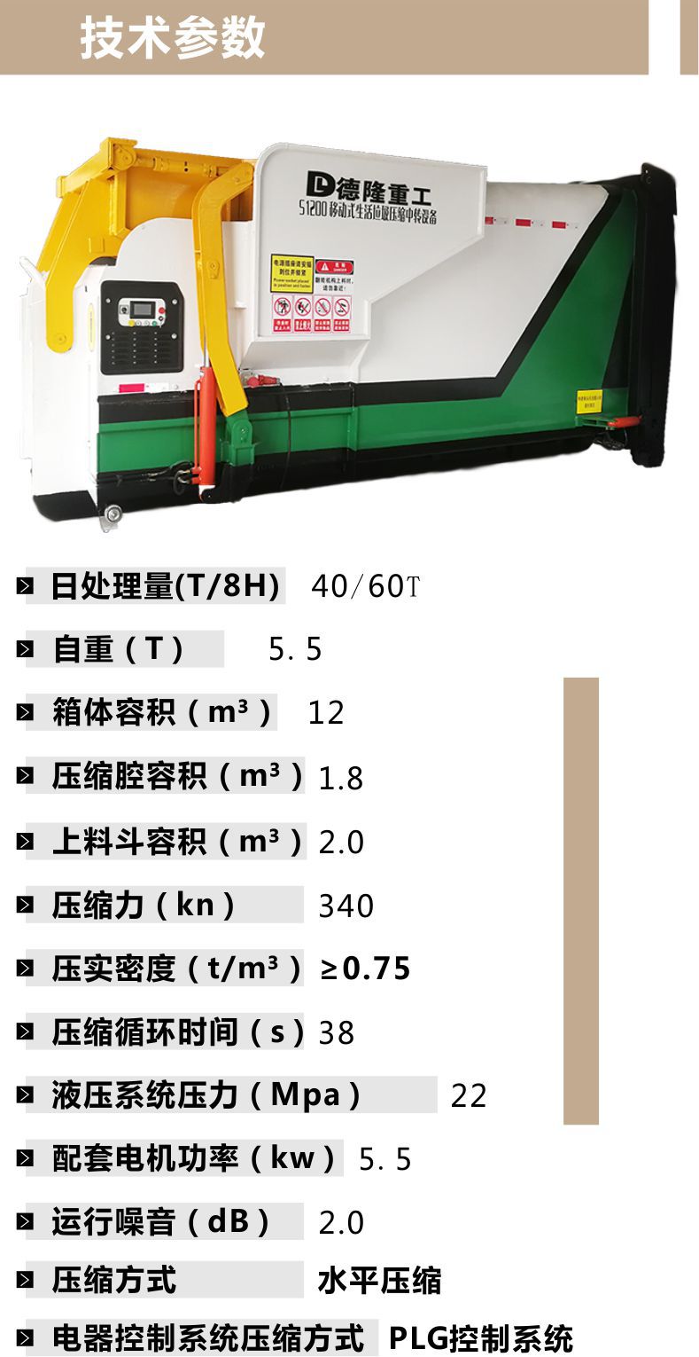 可移動(dòng)餐廚壓縮垃圾箱技術(shù)參數(shù)