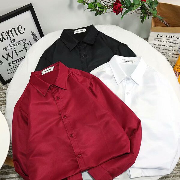Solid color trend thin shirt all-season