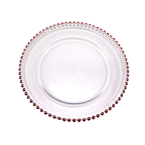 Manufacturer's glass golden bead plate, glass bead plate, Nordic style fashionable round western dinner plate, banquet fruit plate
