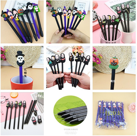 Halloween gift prize lovely Pumpkin Skull Grimace Roller ball pen Creative Pen kindergarten Decompression Toy Pen