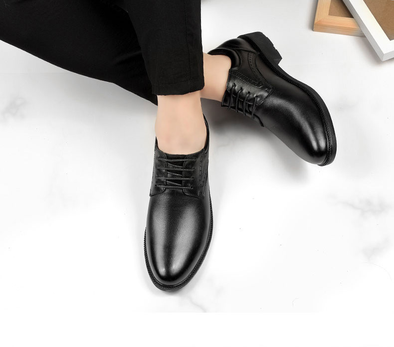 Chaussures habillées décontractées pour hommes, doublure polaire rehaussante, bout rond et ouverture peu profonde._voghion.com