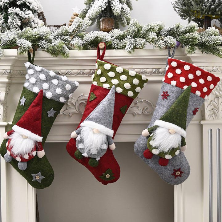 2021圣诞袜子礼物袋 圣诞装饰品儿童糖果袋圣诞袜圣诞挂件用品