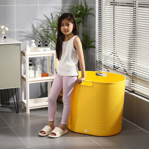 Plastic children's bath bucket baby bath bucket multi-functional storage bucket thickened bathroom bath bucket with water outlet