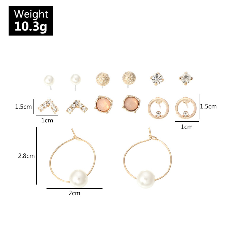 Bijoux Exquis Géométrique Petites Boucles D'oreilles Ensemble Multi-éléments Perles Boucles D'oreilles En Gros Nihaojewelry display picture 1