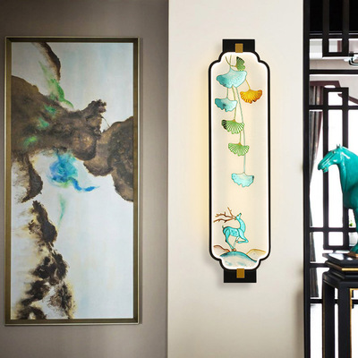 New Chinese style Wall lamp originality modern a living room stairs Tearoom bedroom Bedside Wall decorate Art Enamel Wall lamp