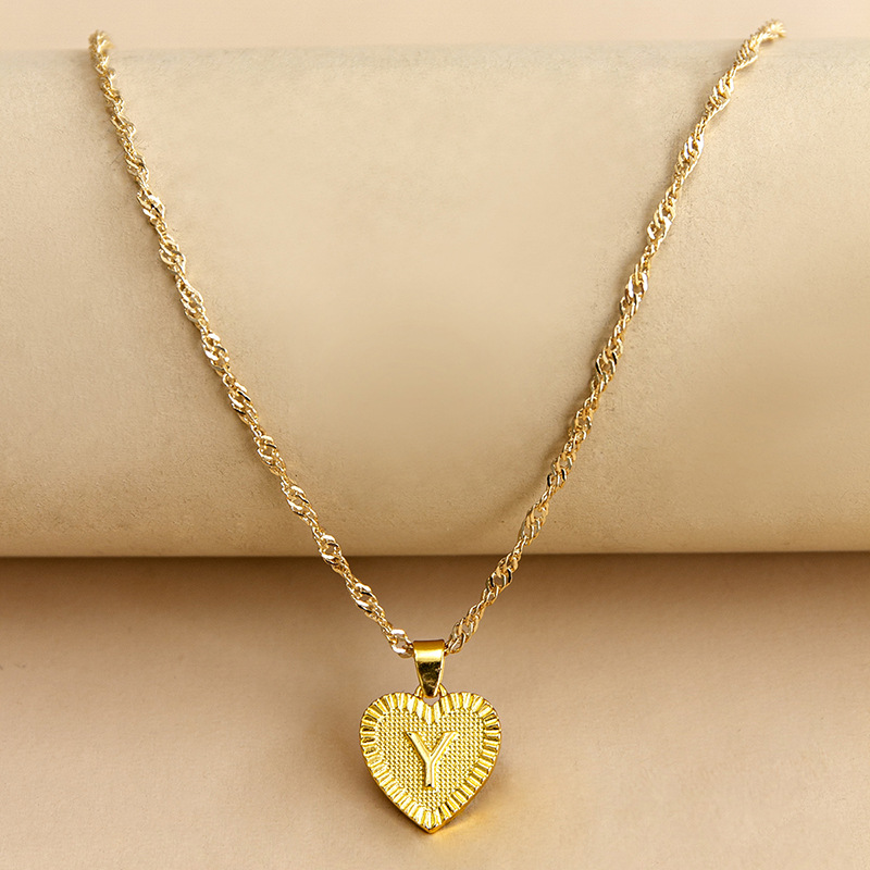 Simple Style Letter Heart Shape Alloy Plating Women's Pendant Necklace display picture 26