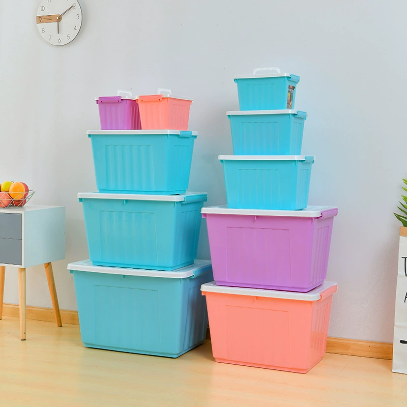 Бытовая красочная коробка для хранения игрушек ящик для хранения пластиковых крытых ящиков для хранения со шкивом многофункциональный ящик для хранения