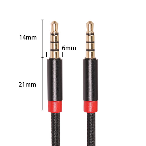 Full copper level 4 plug supports microphone 3.5mm male-to-male audio cable supports mobile phone sound card 4-section audio cable