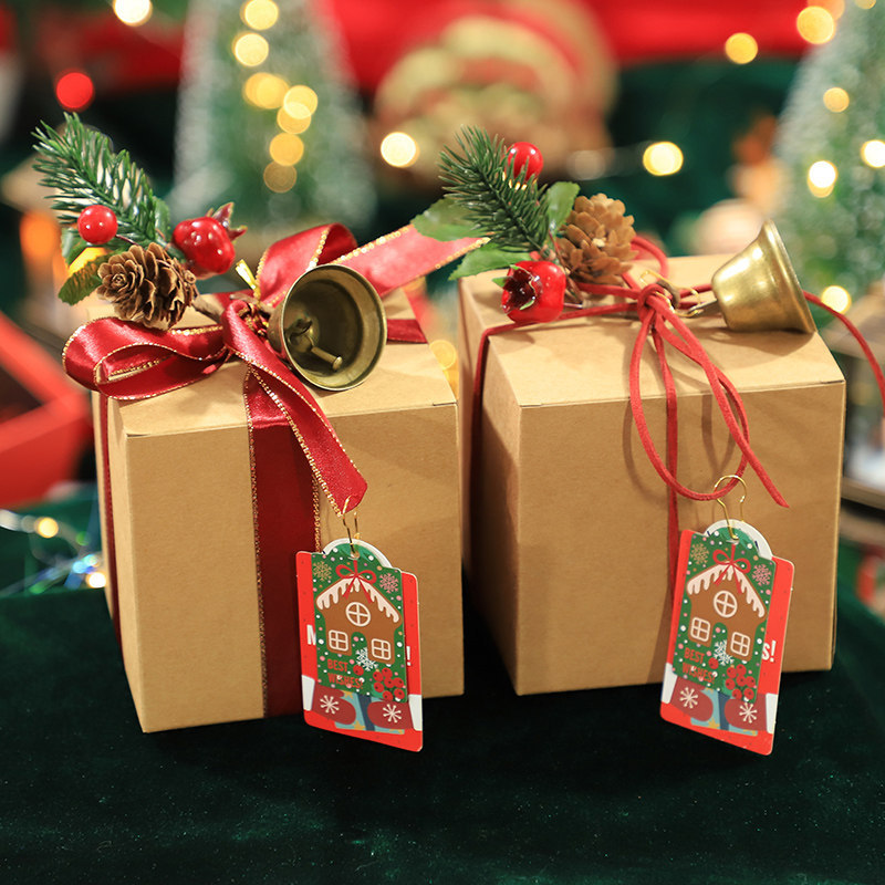 现货圣诞节平安夜苹果包装盒零件盒通用礼品物配件盒教堂创意礼品