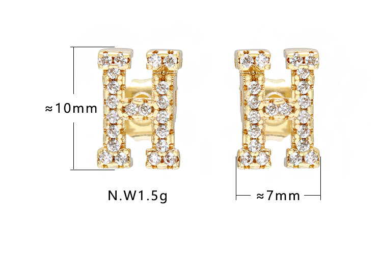 Boucles D&#39;oreilles En Cuivre À La Mode En Zircon 26 Lettres En Gros display picture 1