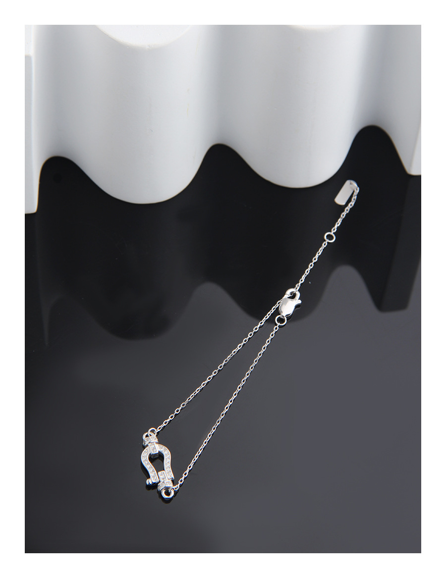 Simple Style Streetwear U Shape Sterling Silver Plating Inlay Zircon Bracelets display picture 4